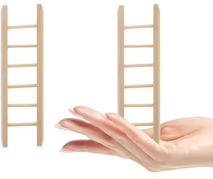 HONITANO Lot de 2 Mini Échelles en Bois Naturel 8 Cm pour Maison de Poupée, Décoration Miniature Créative et Accessoire de Scène pour Jouets et Modélisme