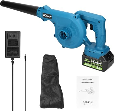 Xtahdge Souffleur multifonction avec aspiration et moteur haute puissance avec batterie pour le nettoyage de la maison et de la voiture (prise américaine, 1 batterie incluse)