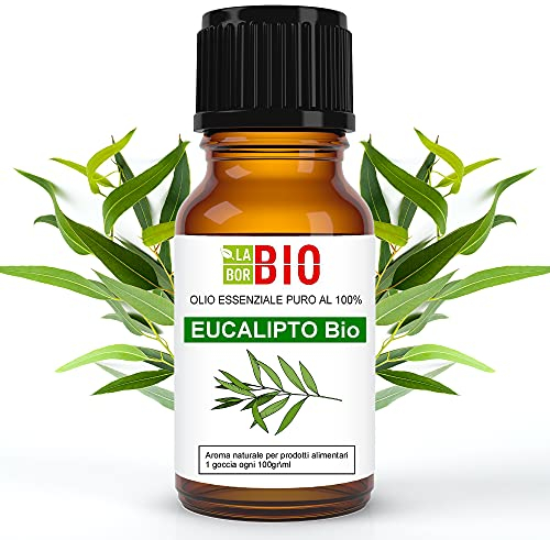 Eucalipto Bio Olio essenziale 100% Puro 10 ml - Uso interno Terapeutico Alimentare Diffusori ambiente Aromaterapia Cosmetica - Laborbio