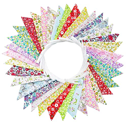 G2PLUS 10M Fanions Guirlande de Fanions Fanion de Couleur Drapeaux de Triangle Décoration Double Face pour Chambre à Coucher,Fêtes d'anniversaire ou Décoration de Mariage