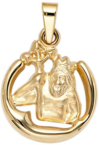 Jobo Sternzeichen-Anhänger aus 9 Karat 375 Gold teil matt 14 mm