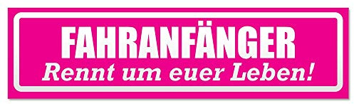 Kiwistar Magnetschild Fahranfänger rennt Leben invertiert - 30cm Pink - magnetisch für Auto PKW Kfz - wiederverwendbares Hinweisschild aus Magnetfolie - für Fahrzeug, Truck