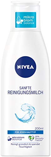 Nivea Gentle cleansing milk for all skin types (200 ml), make-up remover cleans thoroughly, mild facial cleansing removes make-up and waterproof mascara