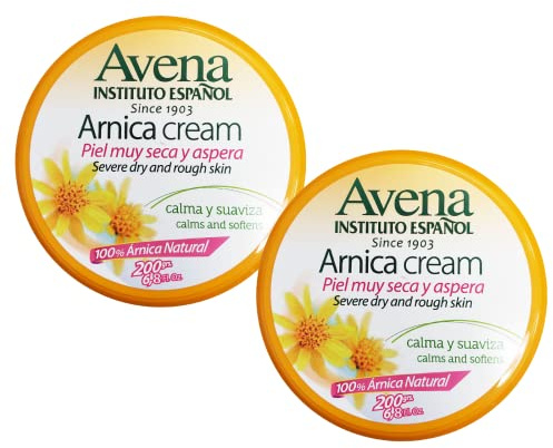 Avena Instituto Espanol Arnica Cream, Severe Dry and Rough Skin, Calms and Softens, 100% Natural Arnica, 2-Pack of 6.8 FL Oz each, 2 Jars