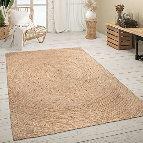 Paco Home Tapis De Salon Fibres Naturelles Artisanal Jute Chiné Motif Moderne Style Boho, Dimension:160x230 cm, Couleur:Naturelle