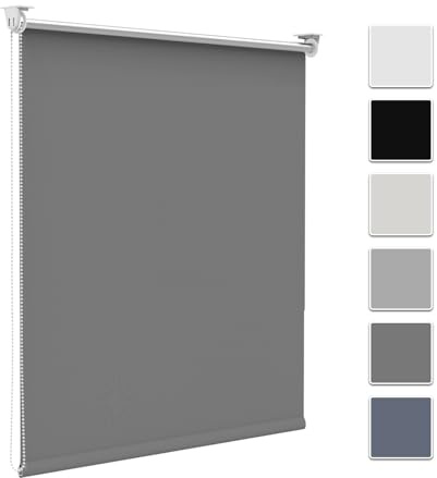 Zarnan Store Enrouleur Occultant sans Perçage, Isolant Thermique pour Fenêtre ou Porte, Facile à Installer, Protéger Votre Vie Privée, pour Chambre,Salon, Salle de Bain,Gris Foncé,50l x 150L cm