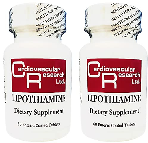 Cardiovascular Research Lipothiamine B Supplement 120 Tablets - Vitamin B1 Now with Alpha Lipoic Acid - 2 X 60 Count