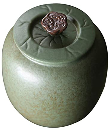 Tofficu Ceramic Tea Container with Airtight Lid Large Desktop Organizer Multi-Functional Jar for Sugar Coffee Loose Tea Storage Elegant Kitchen Decoration