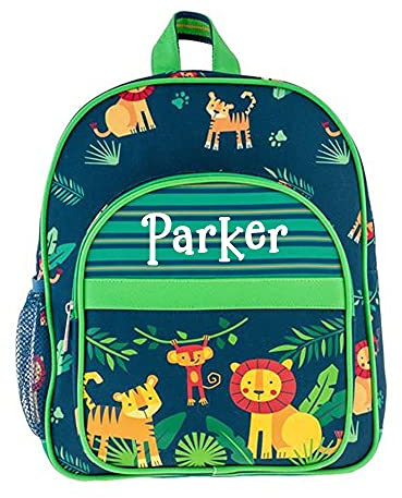Stephen Joseph Personalized Backpack - Jungle Animals Book Bag - Kids Back to School Supplies - Vacation Daypack - Custom Name
