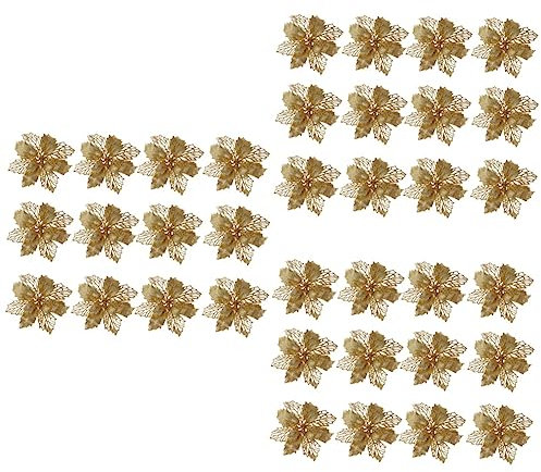 ABOOFAN 36 Pcs Hohl Simulation Weihnachtsstern Blumen Künstliche Weihnachten Baum Dekorationen Weihnachten Baum Ornamente