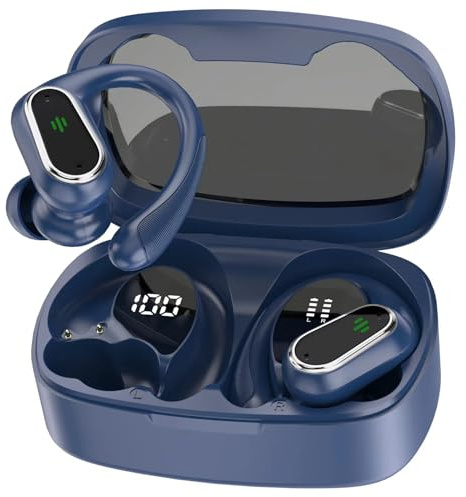 Wireless Earbuds, Bluetooth 5.3 Sport Headphones HiFi Stereo Noise Cancelling Earbuds with Mic, Wireless Headphones 50H Dual LED Display, In Ear Ear Buds with EarHooks, IP7 Bluetooth Earphones Running