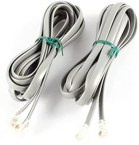 XYWHPGV 6P6C RJ12 Cavo telefonico piatto maschio-maschio, 2 m 6 piedi, 2 pezzi, grigio(6dd21 633af 685a5 b9220 175cf 8af04