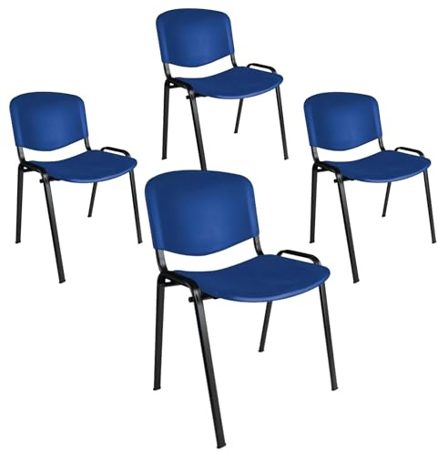 Topsit Lot de 4 chaises Visiteur, chaises de conférence, empilables, avec Assise et Dossier en Plastique