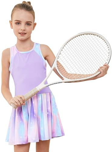 MODAFANS Tennis-/Golf-Pickleball-Kleid für Mädchen, ärmellos, athletisch, plissiert, Outfits mit Shorts