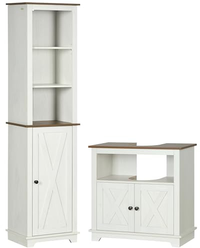 kleankin Conjunto de Baño Antivuelco 39,5x30x160 cm 60x30x60 cm Blanco