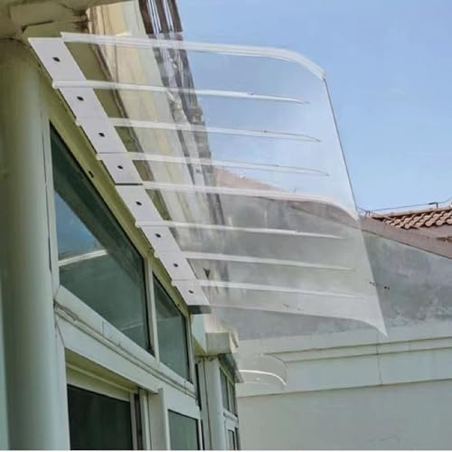 Tettoia per Esterno Invisibile Montaggio in piano sotto grondaia Tendalino Finestra Tettoia Riparatore Parapioggia Protezione Uv Pensilina Copriporta in trasparente policarbonato (40 x 40 cm)