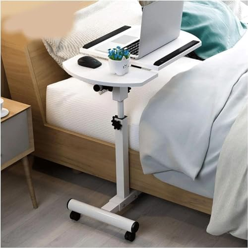 Überbetttisch Überbetttisch, neigbarer, anhebbarer Computertisch mit Rollen, Beistelltisch, höhenverstellbarer Stehschreibtisch, Stahlrahmen, tragbarer Laptop-Tisch (Farbe: F, Größe: 60 cm