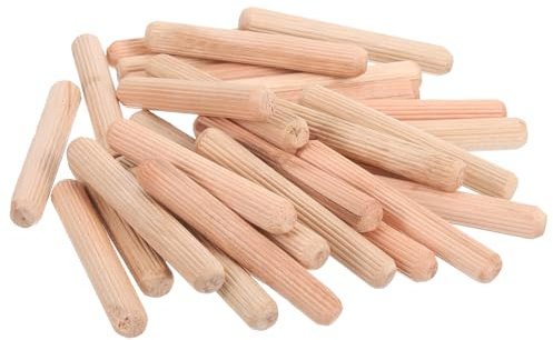 sourcing map 50 Pcs Wooden Dowel Pins, 10 x 70mm (0.39 x 2.76 Inch) Wood Dowels Rods, Fluted Dowel Joints for Grooved Woodworking Furniture Craft