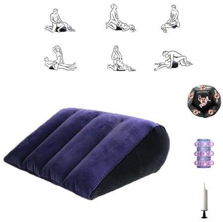 Quintrost Cuscino per giocattoli sessuali 3 Pezzi, Erotico Multifunzionale Gonfiabile Cuscino con Dadi e Anello del pene per Uomini e Donne, Erotico Sex Toys per Coppie (blu)