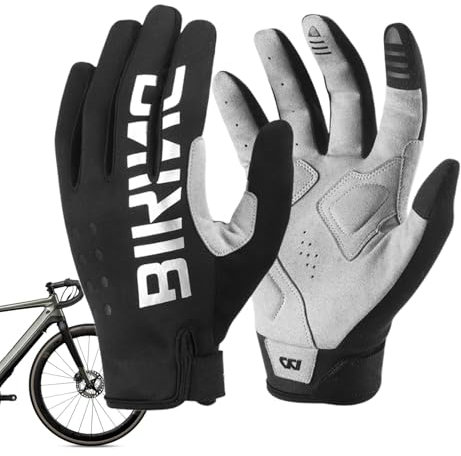 Generisch Winter-Fahrradhandschuhe,Winter-Fahrradhandschuhe - Touchscreen-Laufhandschuhe,Atmungsaktive Vollfinger-Fäustlinge, reflektierende Handschuhe zum Laufen, Radfahren, Fahren, Wandern