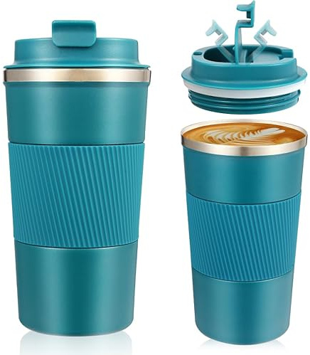 Senshuomy Travel Mug, Insulated Coffee Cup with Leakproof Lid(Blue/510ml) | Reusable Coffee Cups Travel Cup,Stainless Steel thermaol Mug for Hot Cold Drinks