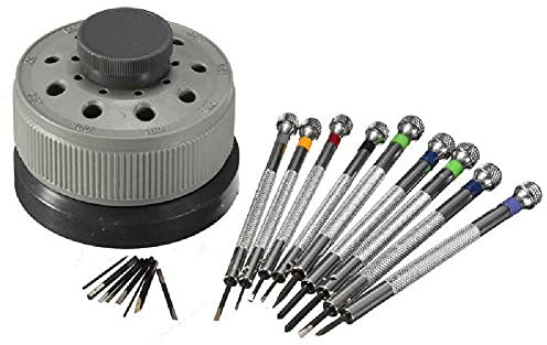 ULEZUAR Set di cacciaviti di precisione da 9 Pezzi con Lama Piatta scanalata per orologiaio 0,8-2,0 mm Strumento per orologiaio
