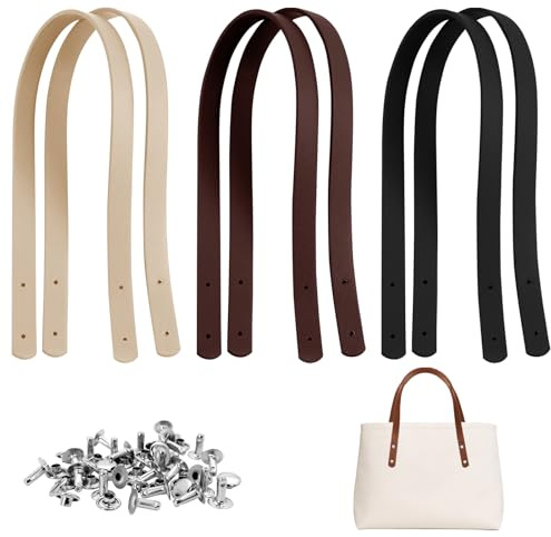 6 Stück Lederriemen Für Taschen,Taschengriffe,Handtaschen Gurt,Taschenriemen Leder Mit Befestigungsnieten, Weich Und Stark, Taschenhenkel Für Häkeltaschen Geeignet Für Handtaschen, Schulranzen