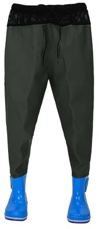 Generisch Kinder Wathose Mit Gummistiefel Jugend-Angel-Wathose Für Kleinkinder Regenhose wasserdichte Jagd-Wathose Mit Regenstiefeln Outdoor Hose Kinder-Wathose rutschfeste Wathosen Army Green 32