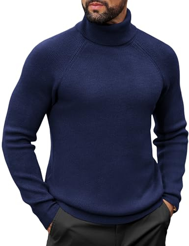 COOFANDY Maglione Uomo Collo Alto Dolcevita Slim Fit Invernale Caldo Maniche Lunghe Casual Elegante