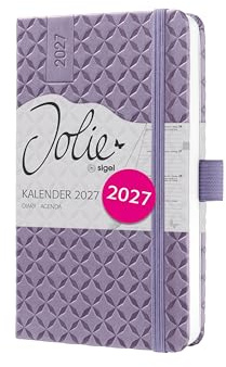 SIGEL Jolie Wochenkalender 2027 A6 lavendel Hardcover Terminplaner | 7J138, Mit Gummiband, Stiftschlaufe, Einstecktasche, 174 Seiten, vegan, Buchkalender, Taschenkalender