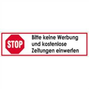 STOP Keine Werbung - Aufkleber für Briefkasten, 2er Set, Rot, Minimalistisch, Papierrechteck, Wasserabweisend, Outdoor