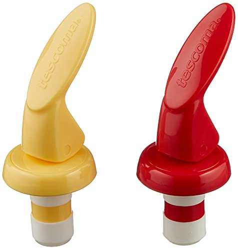 Tescoma 420697 Tappo Ermetico per Bottiglie, Plastica, Giallo/Rosso, 17x11.5x3.6 cm, 2 Unità