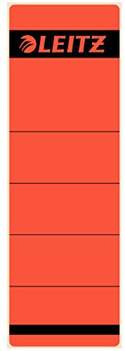 Leitz 1642 Rückenschilder für Standard-Ordner, selbstklebend, kurz, breit (Rot, 30 Stück)