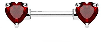 beyoutifulthings Brustwarzen-Piercing ZIRKONIA Herzen Brust-Piercing Intim-Piercing CHIRURGENSTAHL Silber Gold Roségold Stab 1,6mm 12/16mm