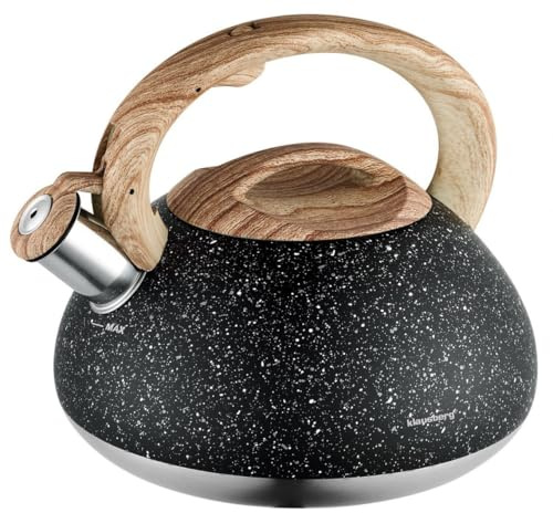 Klausberg Marmor Edelstahl Flötenkessel Teekessel Wasserkessel 2.7 Liter