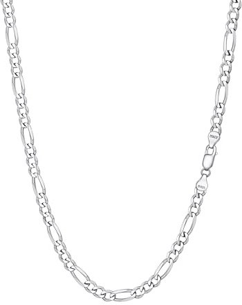 PROSILVER 925 Silber Italien Figaro kette 5mm breit Herren schlichte Halskette 3+1 Gliederkette 55cm Kettelänge Minimalistischer Schmuck Accessoire für Männer Jungen