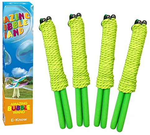 E-KNOW Bubble Wand, 4 Pack Giant Bubble Wand Outdoor Toy for Kids, Recyclable Stainless Steel, Telescopic Design Bubble Party Favors,Works Best with Bubbleventi Bubble Mix