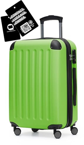 Hauptstadtkoffer Spree - Handgepäck, 55 x 36 x 21 cm + Digitaler Kofferanhänger, TSA, 4 Rollen, 42 Liter, Reisekoffer, Hartschalenkoffer, Rollkoffer, Bordgepäck Koffer, erweiterbar, Apfelgrün