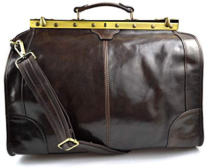 Leder Artztasche Ledertasche Damen Leder Doktor Tasche Artzt Reisetache Doctor Bag Leder Tasche Herren Leder Handtasche dunkelbraun