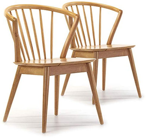 VS Venta-stock Pack 2 chaises Mura, Couleur Chêne, Bois Massif, 55 cm (Longueur) 58,5 cm (Profondeur) 84 cm (Hauteur)