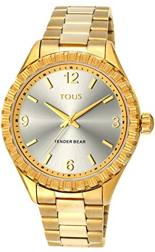 TOUS Tender Bear Reloj para Mujer Analógico de Cuarzo con Brazalete de Acero Inoxidable bañado en Oro 200350960