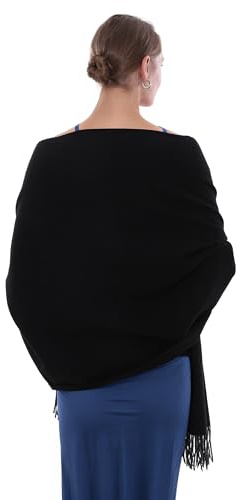 SWAT PANY Bufanda Mujer Clásico Invierno Llanura Negro Bufanda Estola Mujer Festivo Vestido De Noche