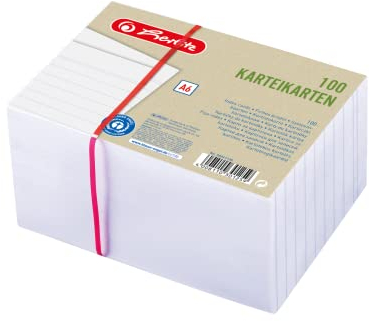 Herlitz Karteikarte A6, liniert, weiß, Blauer-Engel-zertifizert, 500 Stück, 50041138