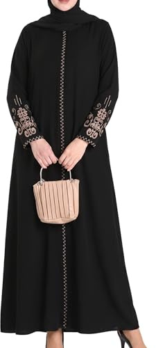 istanbul styles Abaya mit bestickten Ärmeln für Damen, langärmelig, bodenlang, türkisch-islamische Mode