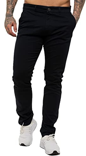 989Zé ENZO Mens Skinny Slim Fit Chinos Stretch Trousers Pants EZ348 Navy 32 Short