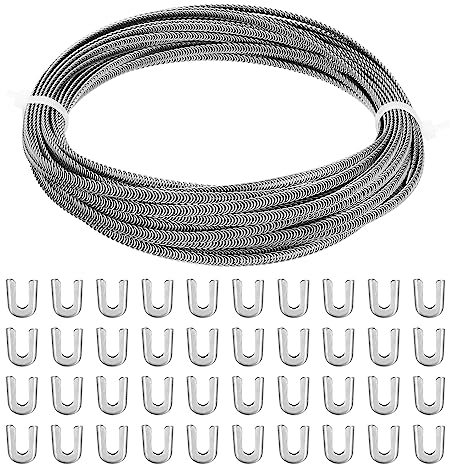 PATIKIL Spiral 304 Stainless Steel Boning, Flat Metal Corset Boning with 40 Steel Boning Tips for Corset Lacing Costume Hoop Skirt Making Supplies, 50 Feet(6mm WIDE)