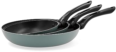 Quid Country Set 3 padelle in alluminio stampato 18-22-26 cm, in alluminio, adatto a induzione, adatto a gas, 2 strati antiaderenti