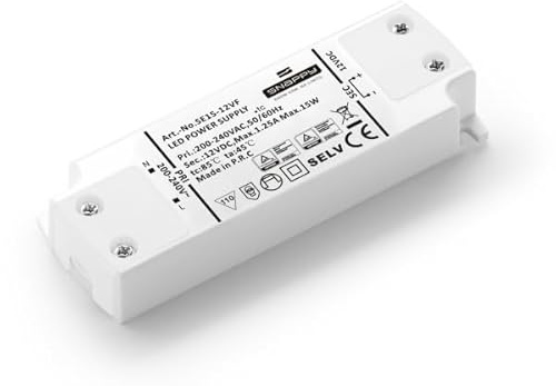 Dehner Transformateur LED électronique SE 15-12 VF (12 VDC) - Pilote LED - Tension constante 15 W 1,25 A 12 V/DC - 1 pièce