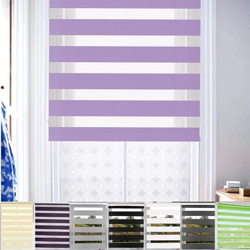 Thermorollo Verdunkelungsrollo 65 x 160 cm Adjustable and Lightweight, Rollo verdunkelung für innen Fenster mit Bohren Klemmfix für Fenster, Lila