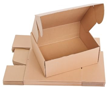 MBC Lot de 10 Cartons d'Expédition Pliables | Carton pour Emballage de Colis | Boite en Carton Idéale pour les Cadeaux et l'Expédition de Petits Objets | Taille S Conforme à DHL | 25 x 20 x 10 cm